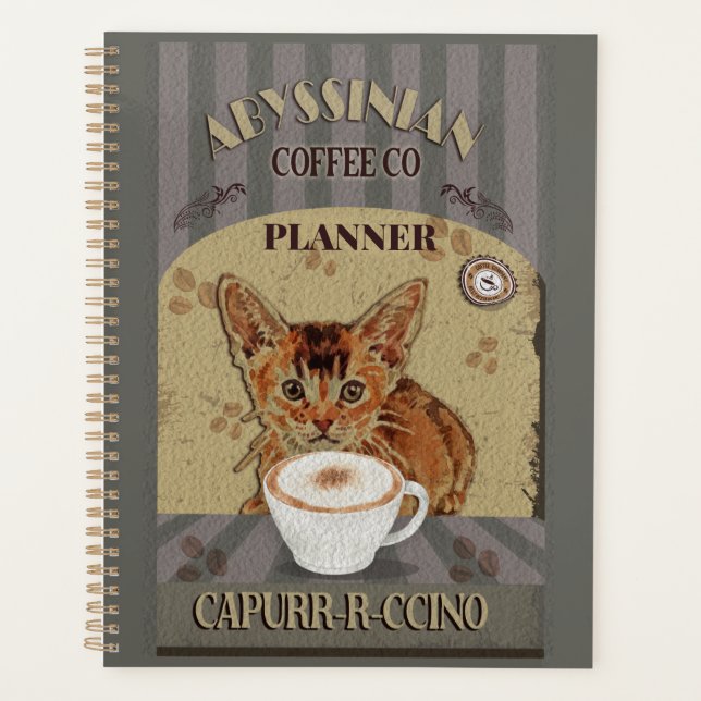 Agenda Poster vintage Capurrcino de Café Abyssinian Cat (Frente)