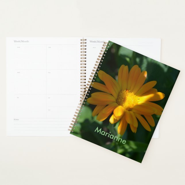 Agenda Pote Laranja Marigold Flor Personalizado (Exibição)