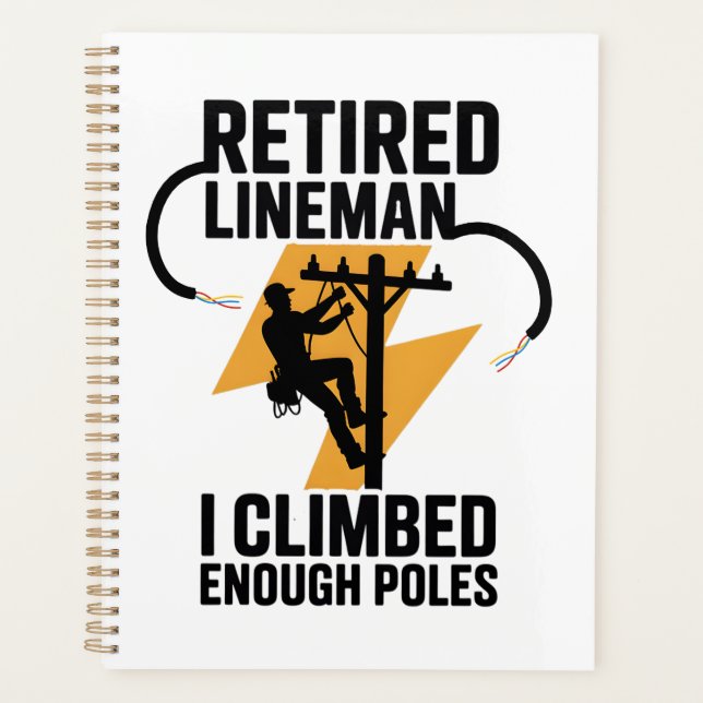 Agenda Power Lineman Black Gold Lightning Bolt Design (Frente)