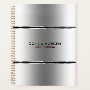 Agenda Prata brilhante moderna e faixas pretas