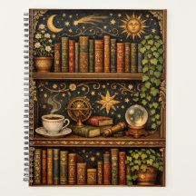 Prateleira de livros celestiais retrô amante do ca