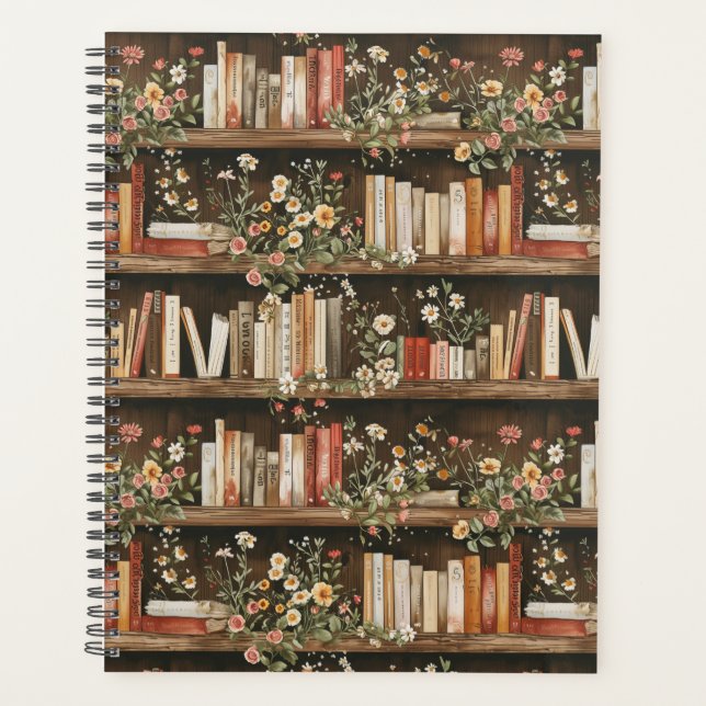 Agenda Prateleiras com flores e livros (Frente)