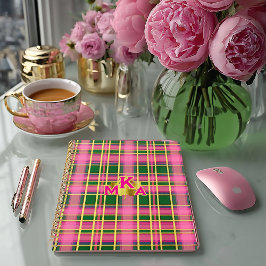 Agenda Preppy Pink & Green Plaid | Monogrammed Planner