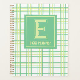 Agenda Preppy Plaid Varsity Monogram Green Lime