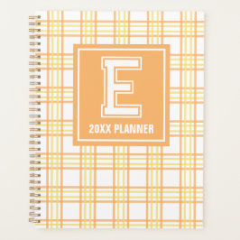 Agenda Preppy Plaid Varsity Monogram Orange Yellow