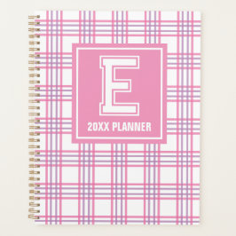 Agenda Preppy Plaid Varsity Monogram Pink Purple