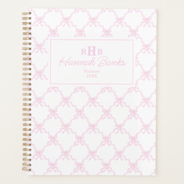 Agenda Preppy Watercolor Arcos Trellis Monogramas (Frente)