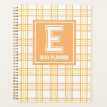 Preppy Xadrez Monograma Laranja Amarelo