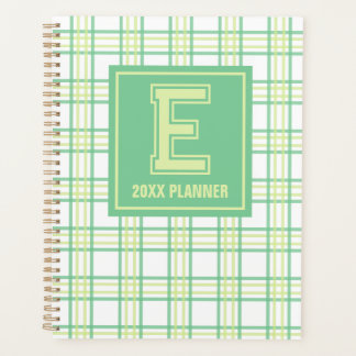 Agenda Preppy Xadrez Monograma Verde Lima