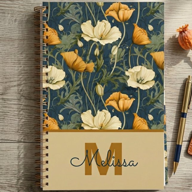 Agenda Presente Botânico de Flores Silvestres de Formatur (Moody vintage poppy pattern notebook — a perfect graduation gift for her or teacher thank you idea.)