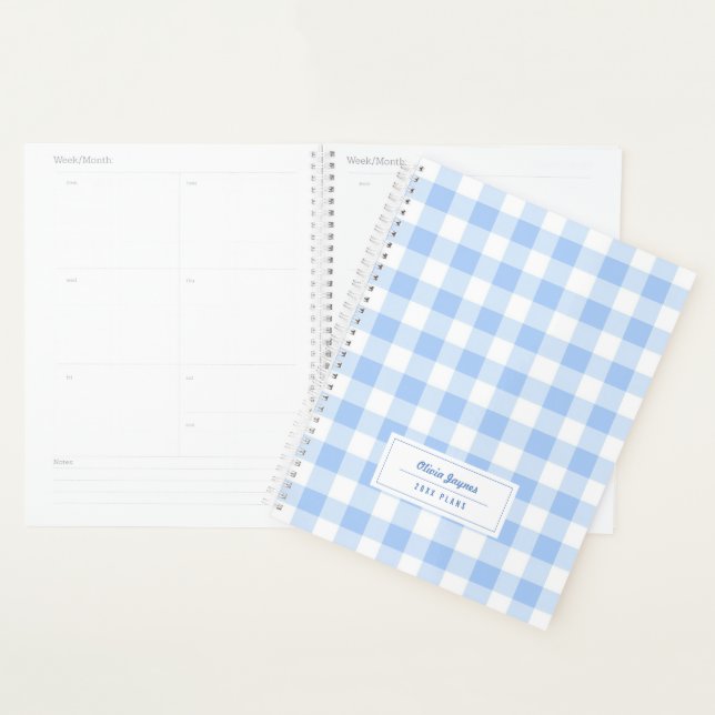Agenda Presente de Colega de Trabalho Xadrez Azul Elegant (Exibição)