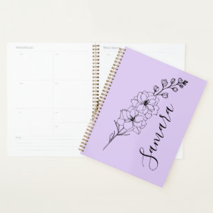 Agenda Presente de Flor de Nascimento Delfinium de julho