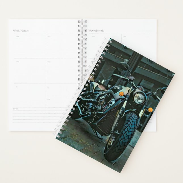 Agenda presente de motociclista de retro (Exibição)