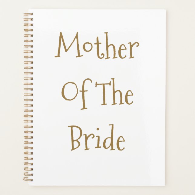 Agenda Presente de Noiva para a Mãe em Dourado e Branco (Frente)