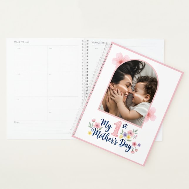 Agenda Presente Personalizado de 1º Dia das Mães com Flor (Exibição)