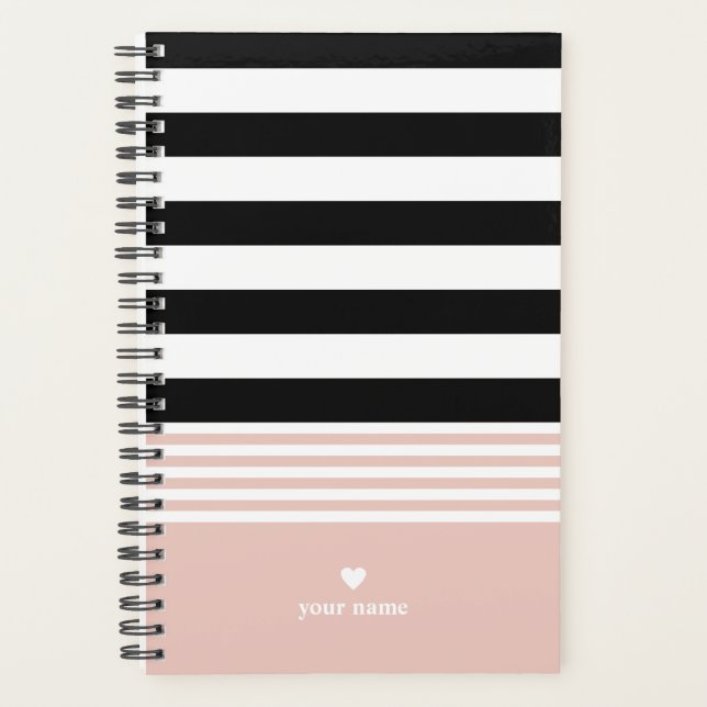 Agenda Preto, Branco e Rosa Estimulados Personalizados (Frente)