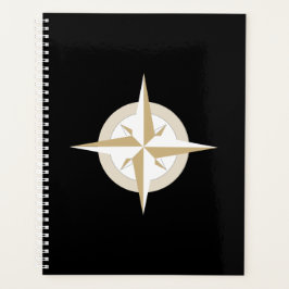 Agenda Preto com Dourado Compass Branco