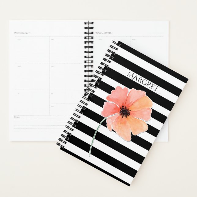 Agenda Preto e Branco com Planner de Papoila (Exibição)