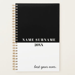 Agenda Preto e branco minimalista personalizado