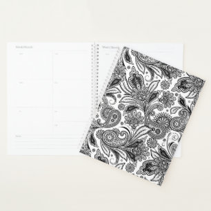 Agenda Preto e branco paisley