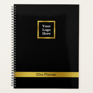 Agenda Preto elegante e Dourado seu logotipo aqui 2025
