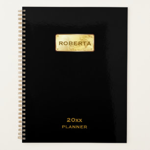 Agenda Preto Elegante Simples e Dourado 2025