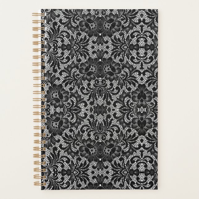 Agenda Preto Lace Semanal/Mensal (Frente)