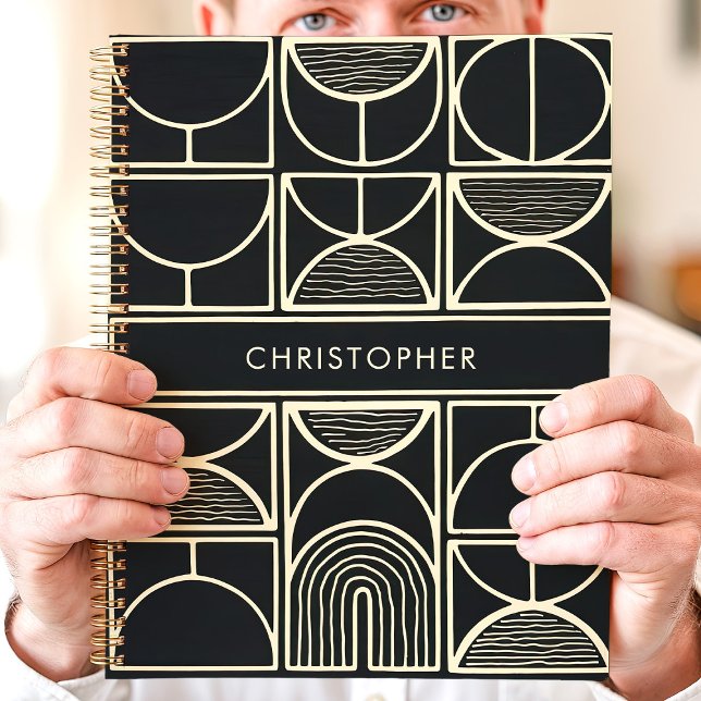 Agenda Preto moderno e minimalista Dourado (Criador carregado)