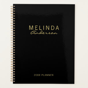 Agenda Preto Moderno Profissional e Dourado