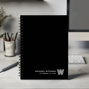 Agenda PRETO Monograma Inicial Minimalista EMPRESARIAL NE