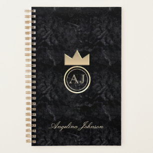 Agenda Preto Monogramado Moderno