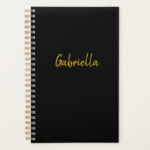 Agenda Preto personalizado e Dourado