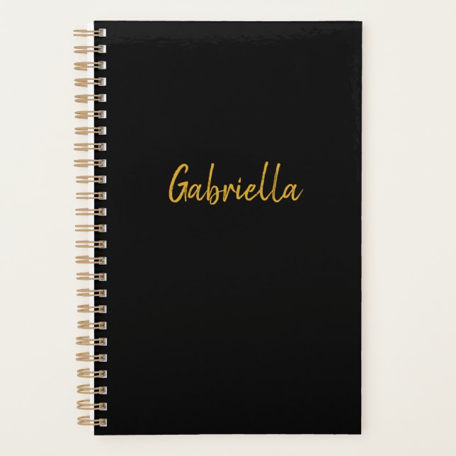 Agenda Preto personalizado e Dourado (Frente)