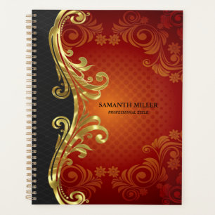 Agenda Preto Vermelho Personalizado E Suportes De Vintage