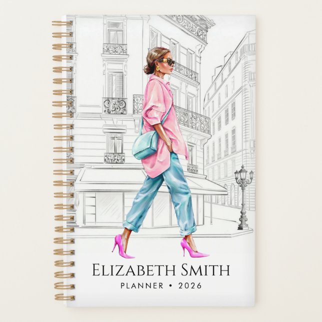 Agenda Pretty Fashion Woman Walking Planner (Frente)