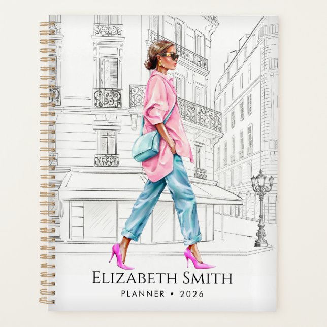 Agenda Pretty Fashion Woman Walking Planner (Frente)