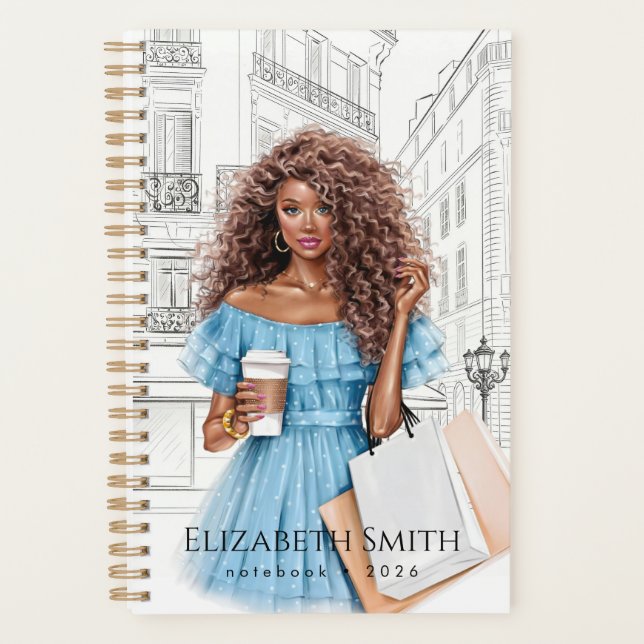 Agenda Pretty Girl with Coffee and Shopping Notebook (Frente)