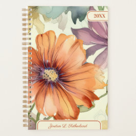 Agenda Pretty Watercolor Wildflower Personalized Logo