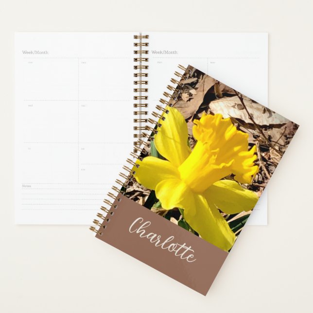 Agenda Primavera amarelo Daffodil no nome personalizado d (Exibição)