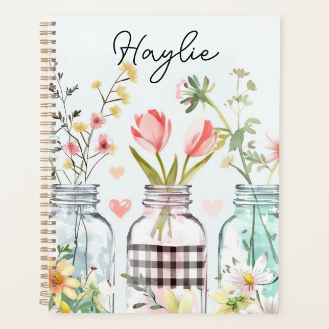 Agenda Primavera com Design de ventilador com nome (Frente)