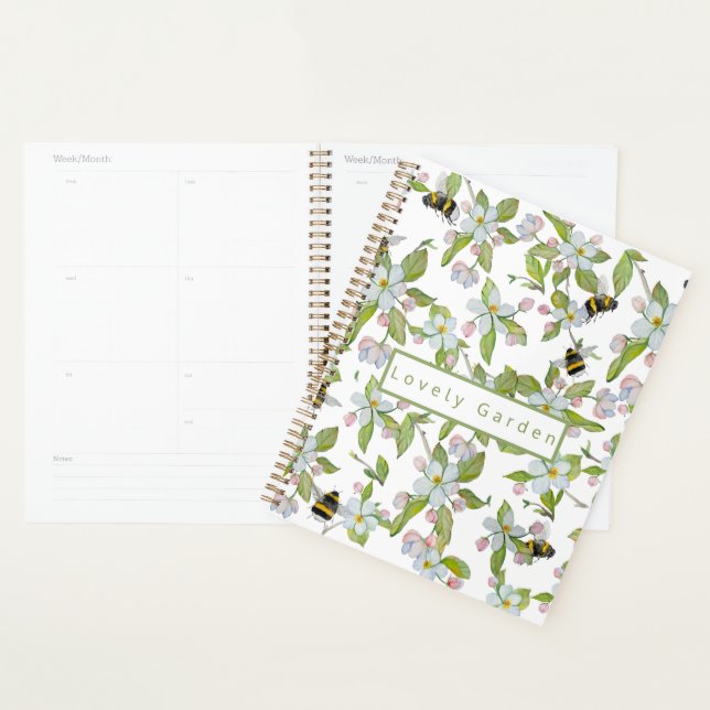 Agenda Primavera jardim florescente e mamangabas (Exibição)