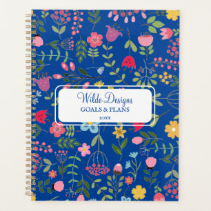 Agenda Primavera para Flores Selvagens Padrão Floral Azul