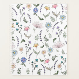 Agenda Primavera Watercolor Doodle Flowers