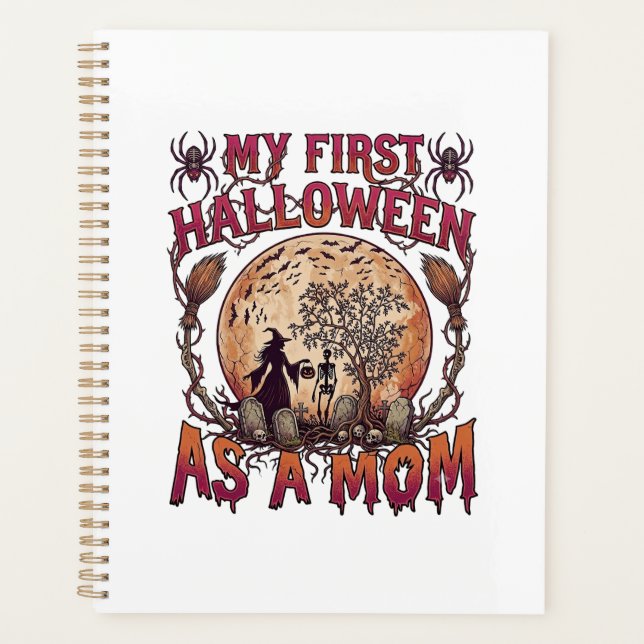 Agenda Primeiro Halloween Como Mãe Bruxa Esqueleto Lua_1 (Frente)