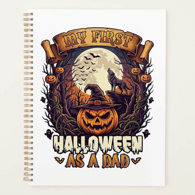 Agenda Primeiro Halloween Como Papai Abóbora Lobo Lua_1 (Frente)