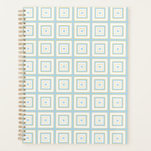 Agenda Prismas Quadrados Ovo de Pato Azul Dourado Branco