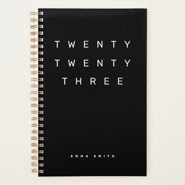 Agenda Produtividade mensal em preto e branco em 2023 (Frente)