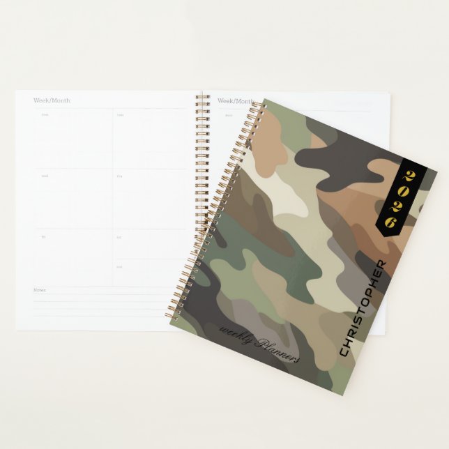 Agenda Professional Script on Elegant Camouflage Pattern (Exibição)