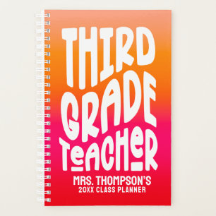 Agenda Professor de 3º grau Ombro Vermelho Laranja