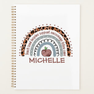 Agenda Professor de arco-íris fofo personalizado Nome p